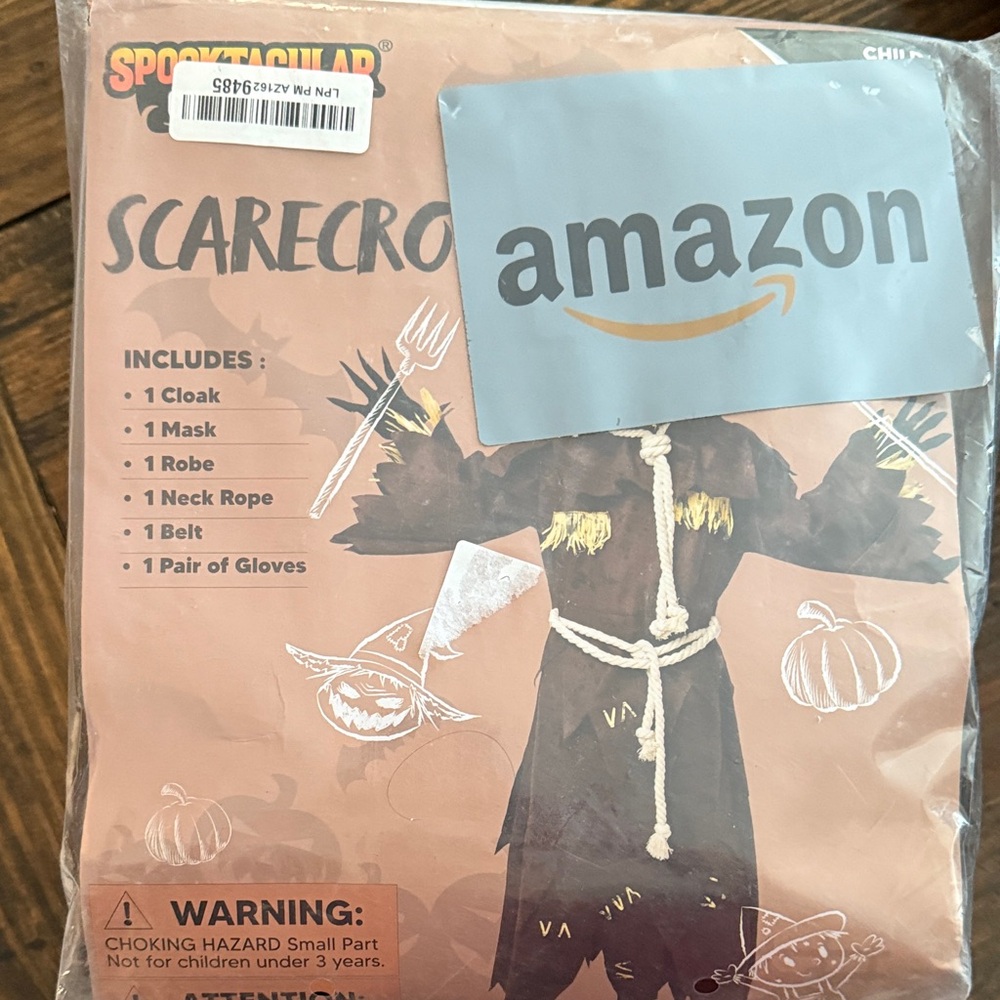 Spooktacular Scary Scarecrow Kids Costume - Black and Brown (S)